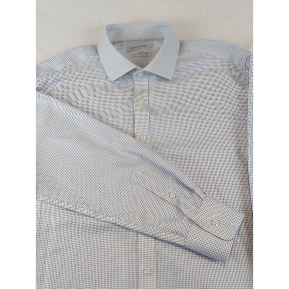 TWILLORY Mens Tailored Fit Non Iron Dress Shirt Light Blue Check 17 34/35 - Picture 3 of 11